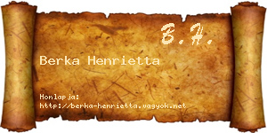 Berka Henrietta névjegykártya